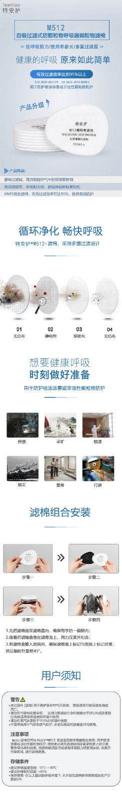 防颗粒物滤棉（KN95) M512