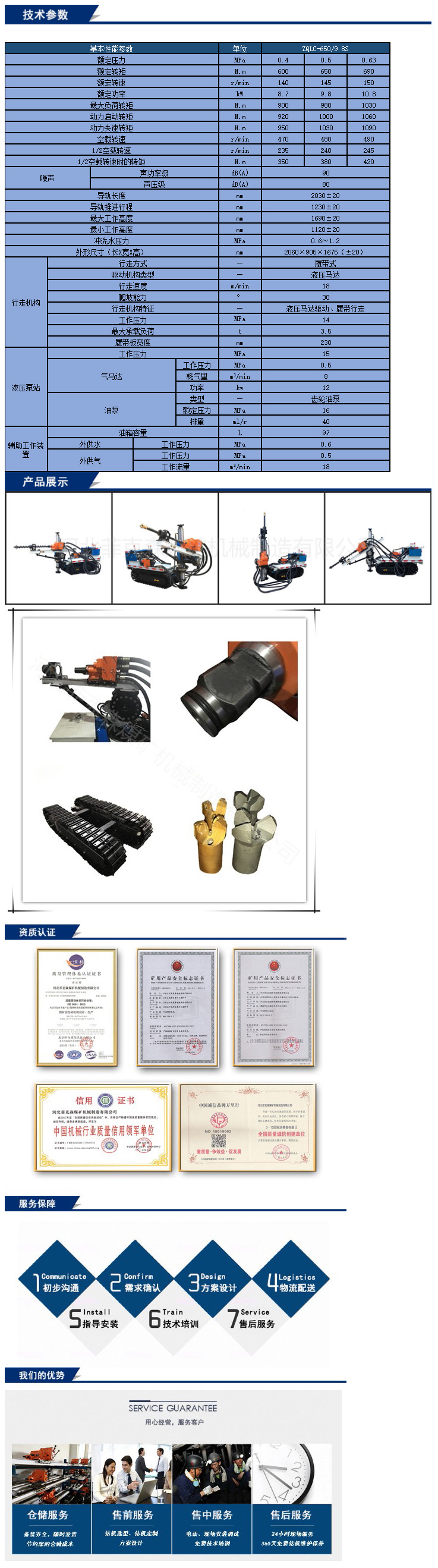 氣動履帶式鉆機ZQLC-650/9.8S