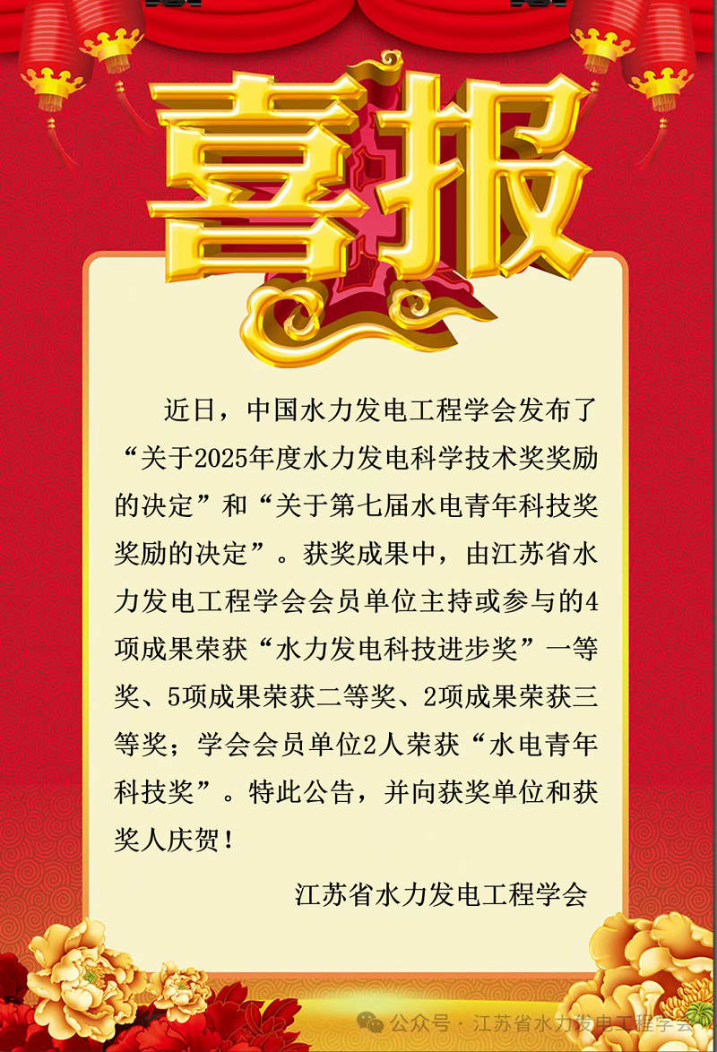 喜报——中国水力发电工程学会奖项公布