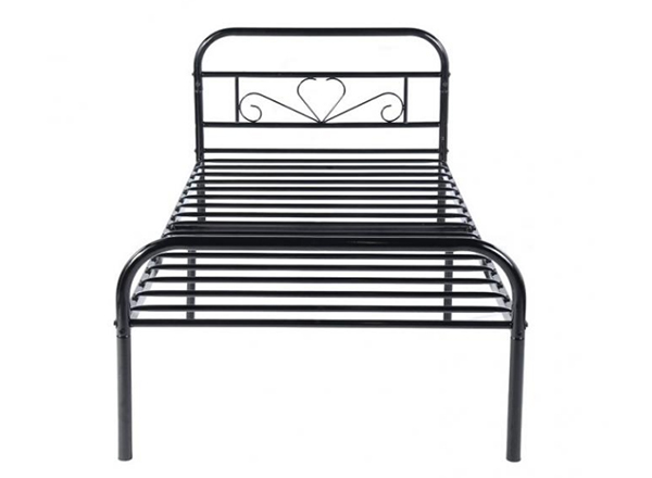 black iron bed frame, black metal panel bed