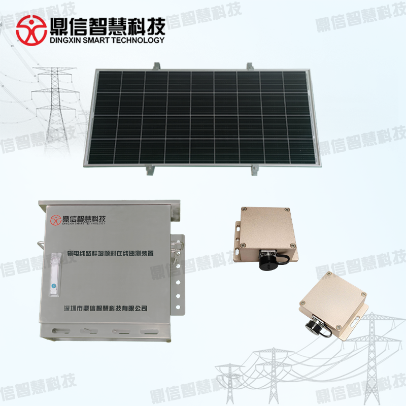 On line monitoring device for transmission line tower inclination