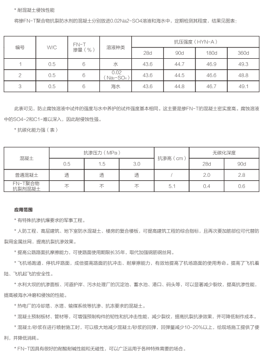 FN-T 聚合物纤维抗裂防水剂