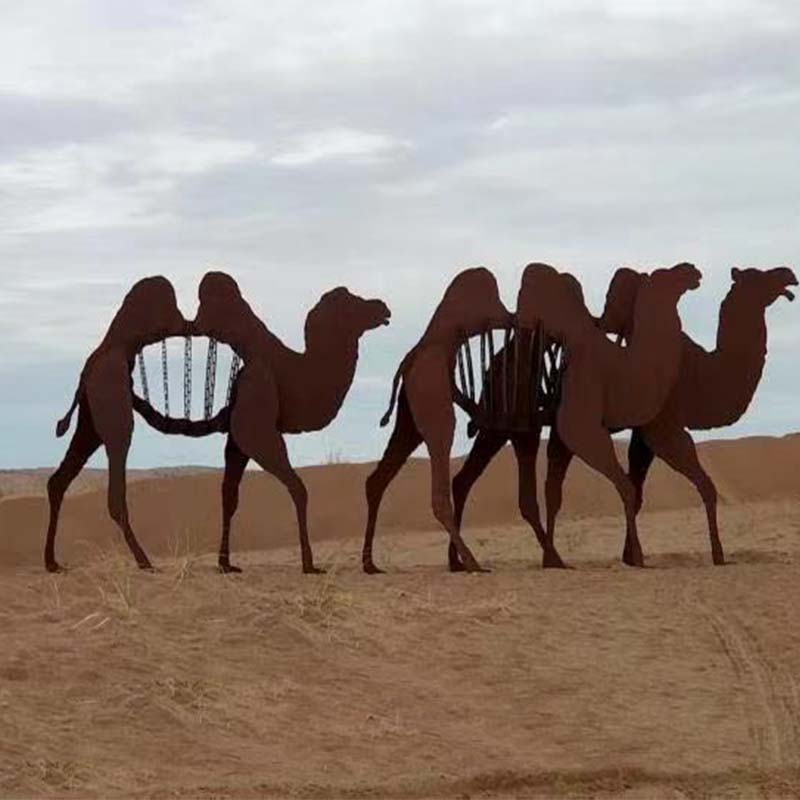 景區廣場駱駝不銹鋼雕塑