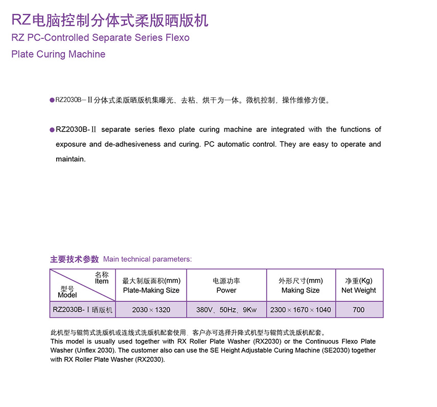 RZ电脑控制分体式柔版晒版机