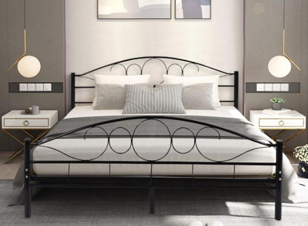 black iron bed frame, black iron platform bed