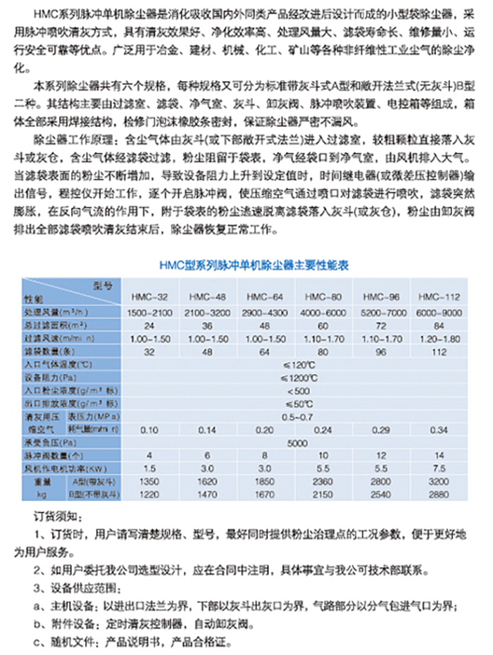 HMC型系列脈沖單機除塵器