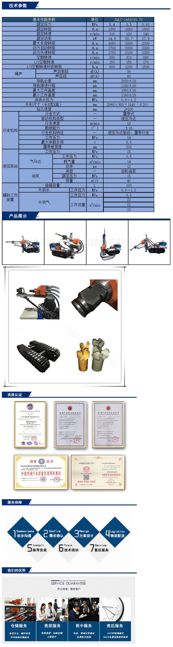 氣動履帶式鉆機ZQLC-1650/20.7S