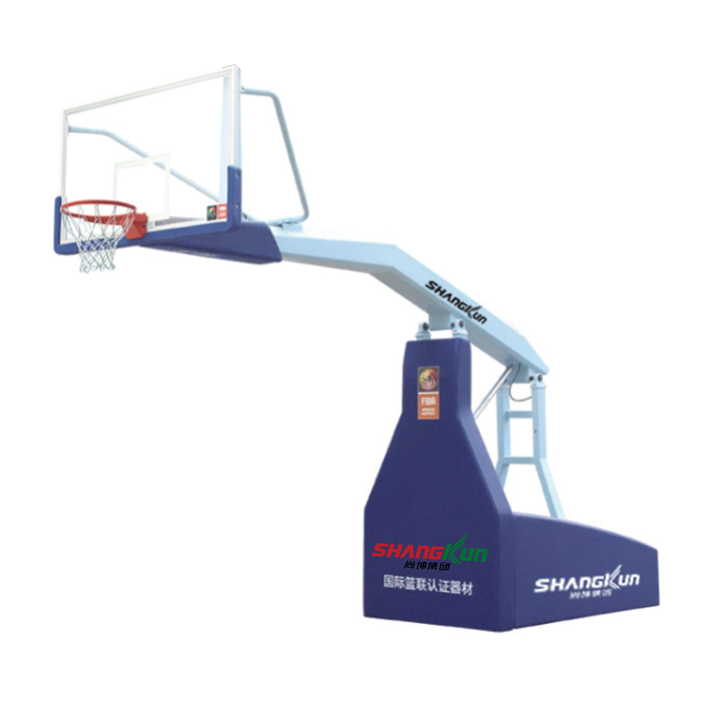 Remote-controlled electrically hydraulic basketball stand