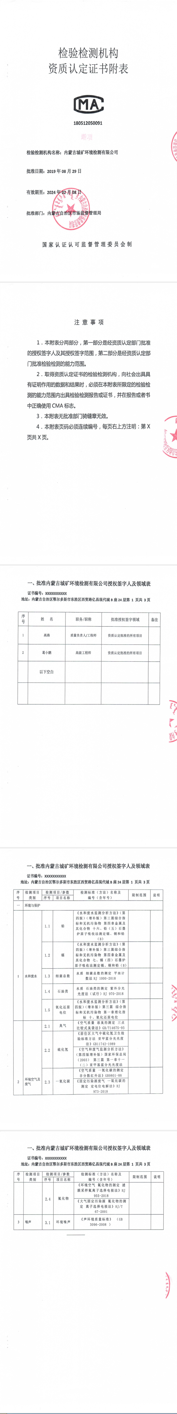 城礦環(huán)境檢測(cè)資質(zhì)認(rèn)定證書(shū)