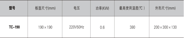 調(diào)溫陶瓷電熱板TC-190