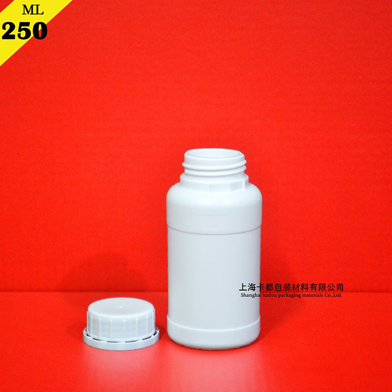 250ML塑料瓶，白色瓶身配白蓋