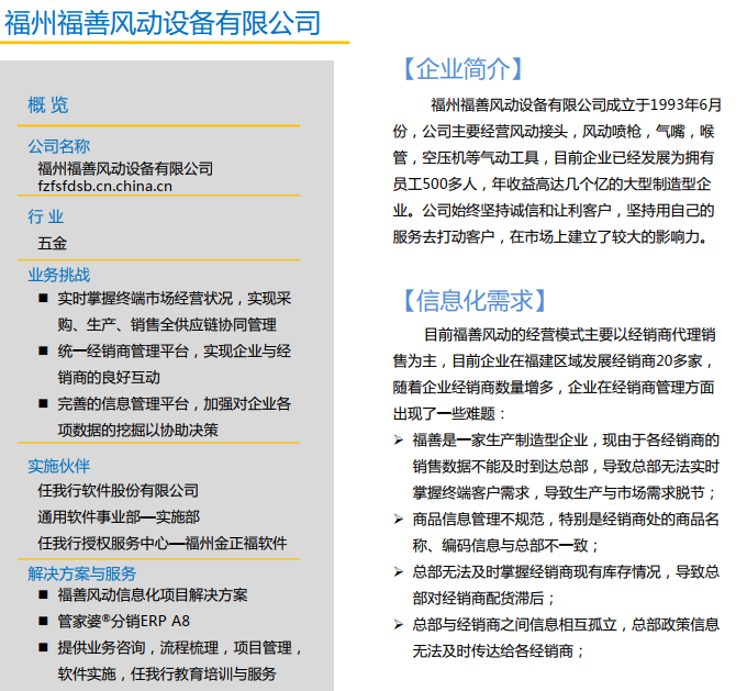 通用事业部成功客户案例（五金）——福善风动