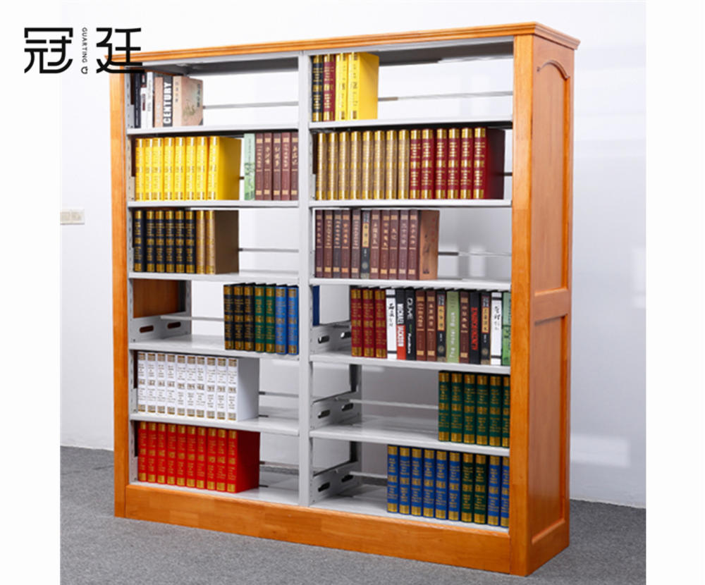 【常州辦公家具】實木雙柱雙面書架