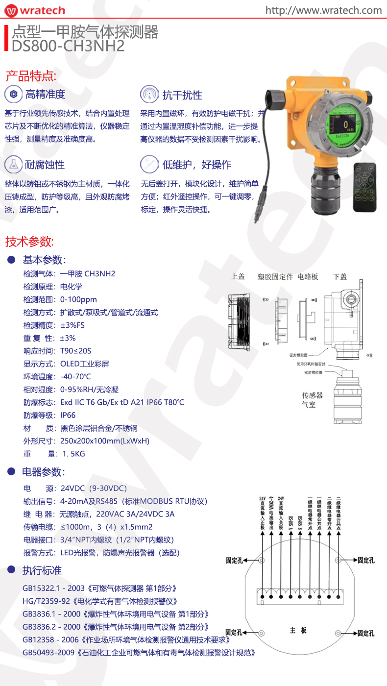 DS800点型一甲胺气体探测器