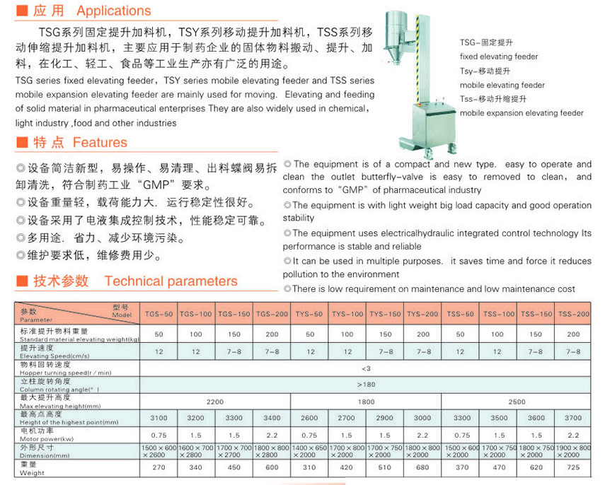 TS series lifting feeder