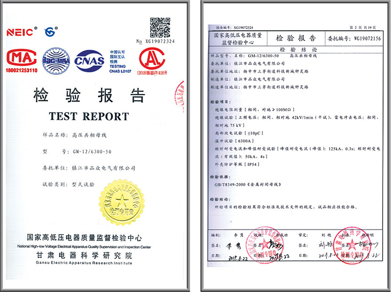 GM-12高压共箱母线检验报告