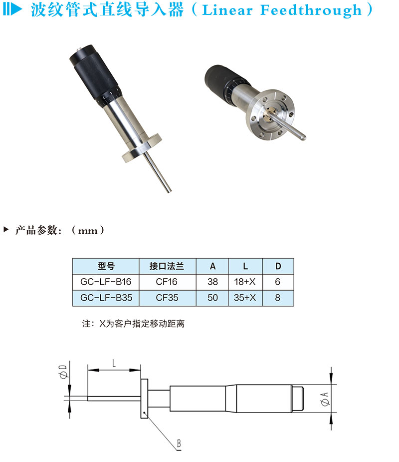 波紋管式直流導(dǎo)入器（Linear Feedthrough）