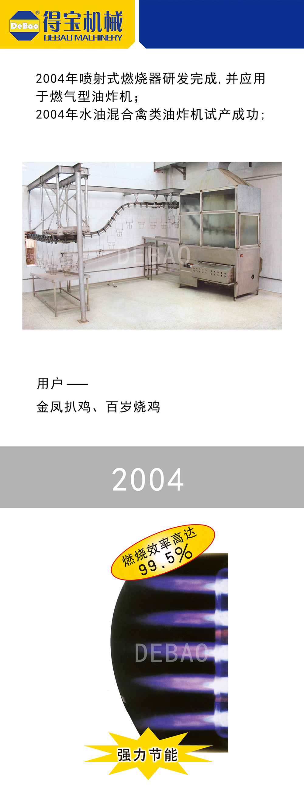 2004年得宝水油混合禽类油炸机