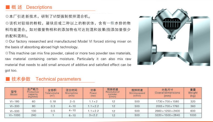 VI series forced type mixing series mixer