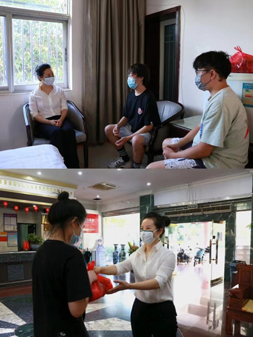 海口经济学院校领导带队走访校外集中住宿酒店慰问师生
