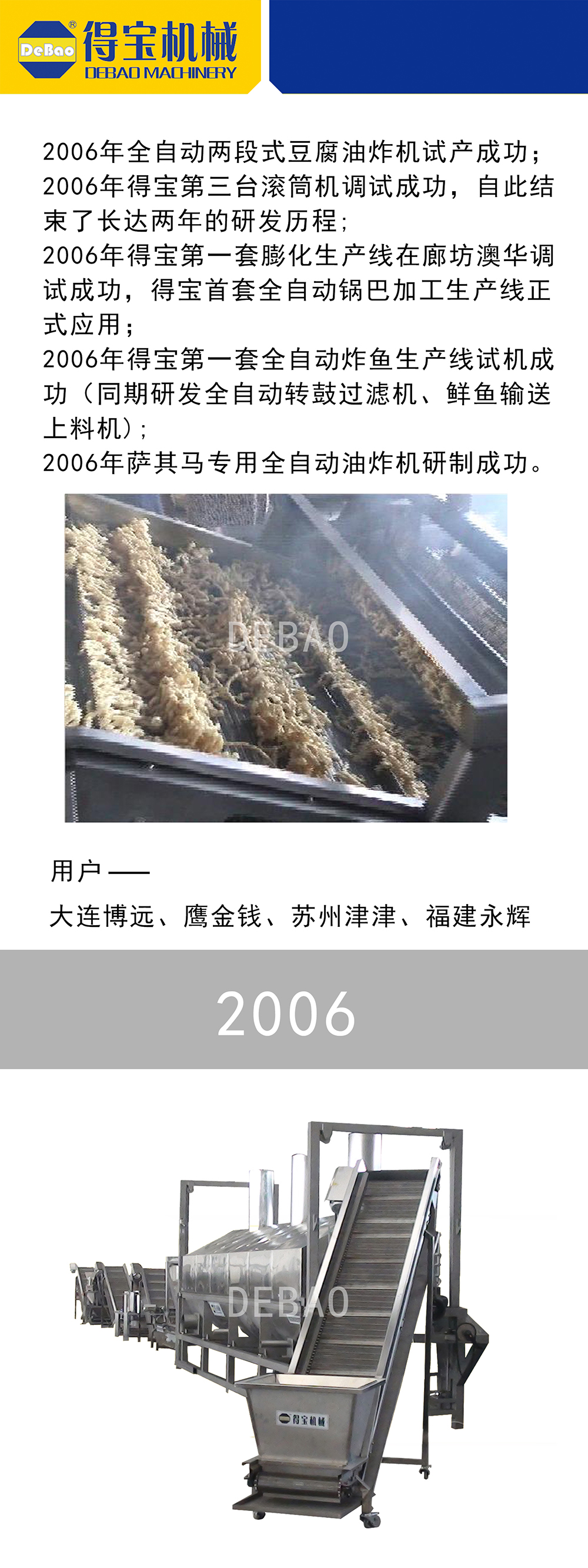 2006年得宝多套油炸生产线上市