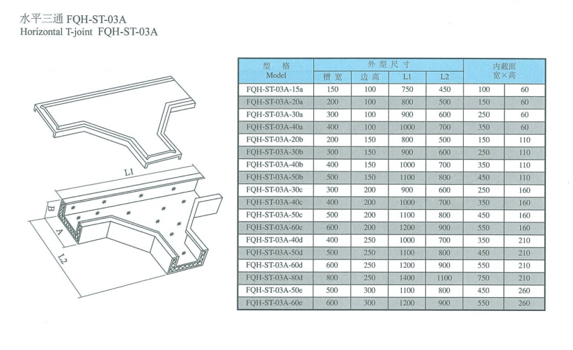 FQH-ST-03A水平三通防火桥架