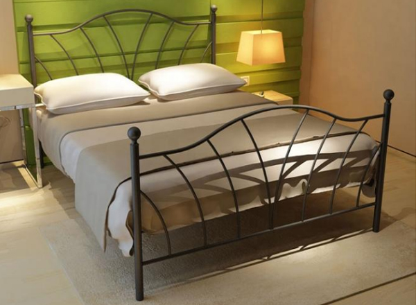 black iron bed frame, black metal panel bed