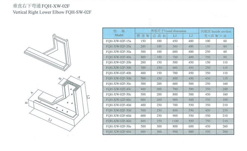 FQH-XW-02F垂直右下弯通防火桥架