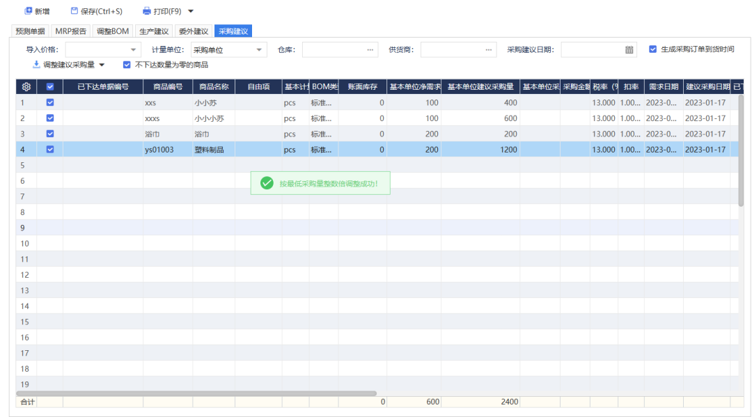 天通ERP S系列MRP功能，轻松生成个性化定制采购数据