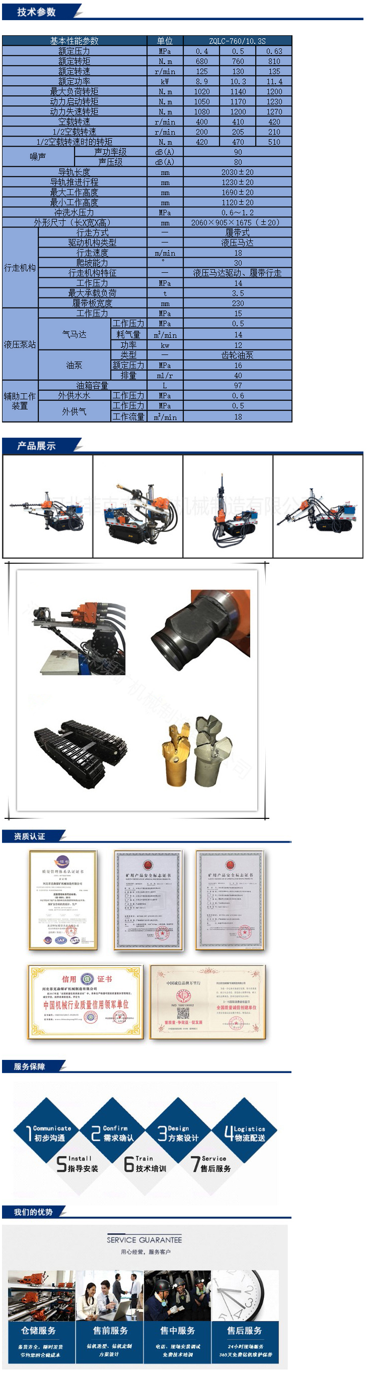 氣動履帶式鉆機(jī)ZQLC-760/10.3S