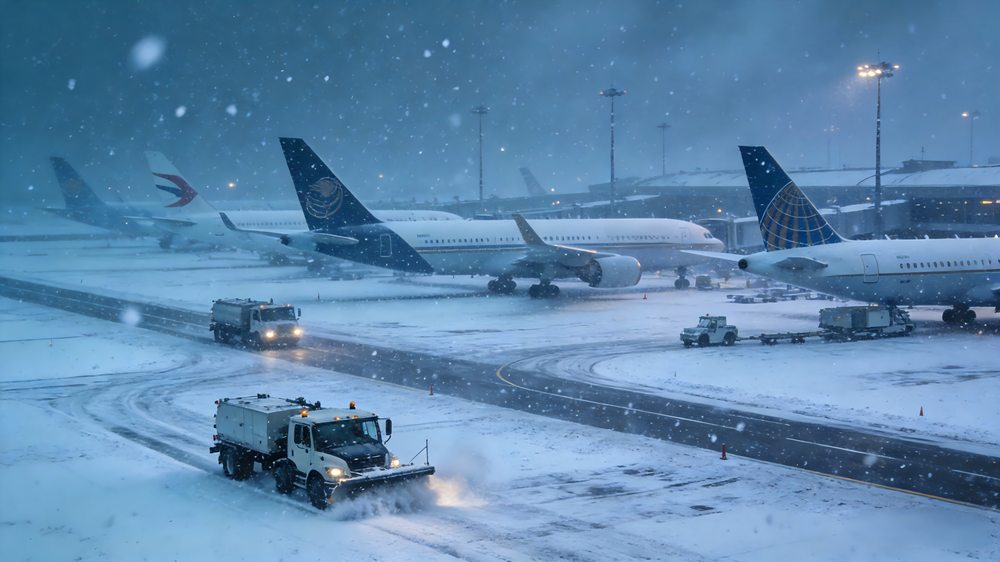 Large scale delays caused by winter storms in the eastern United States