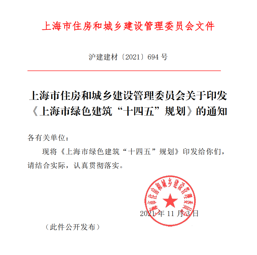 推进新建建筑安装光伏，超低能耗建筑不少于500万平！《上海绿色建筑“十四五”规划》发布