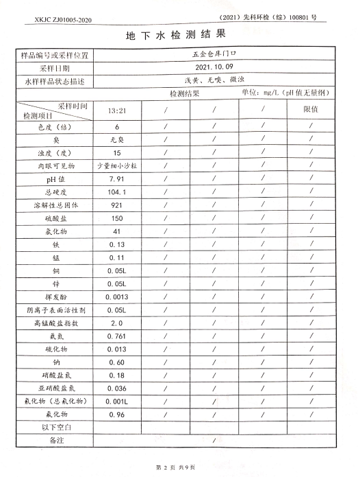 检测报告公示