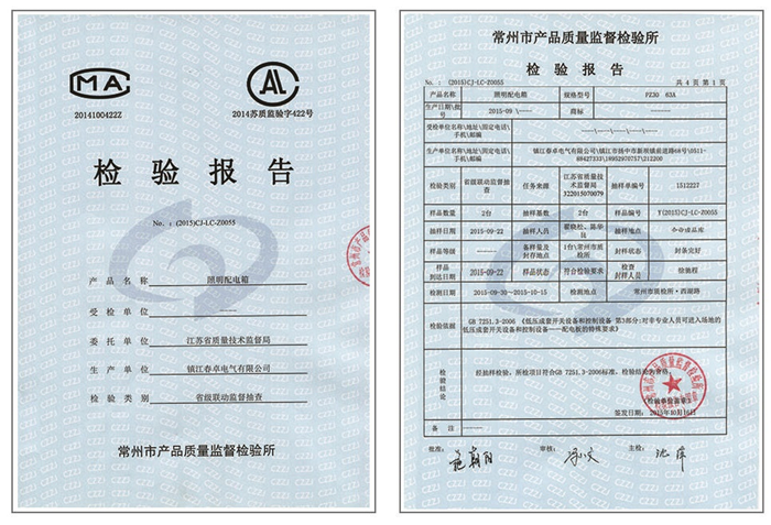 照明配電箱檢驗(yàn)報(bào)告