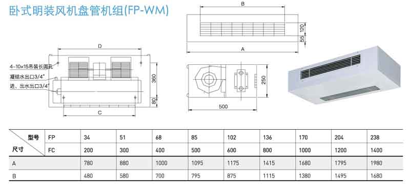 臥式明裝風機盤管（FP-WM）