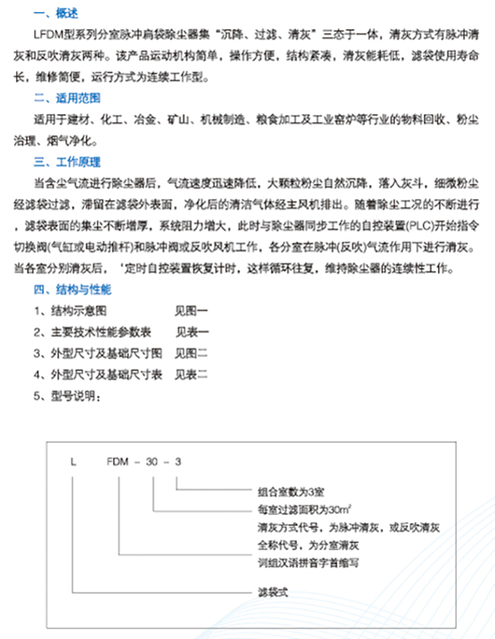 LFDM型系列分室清灰扁帶除塵器