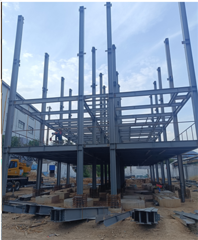 陕西某焦化浓盐水提盐项目蒸发器框架安装现场