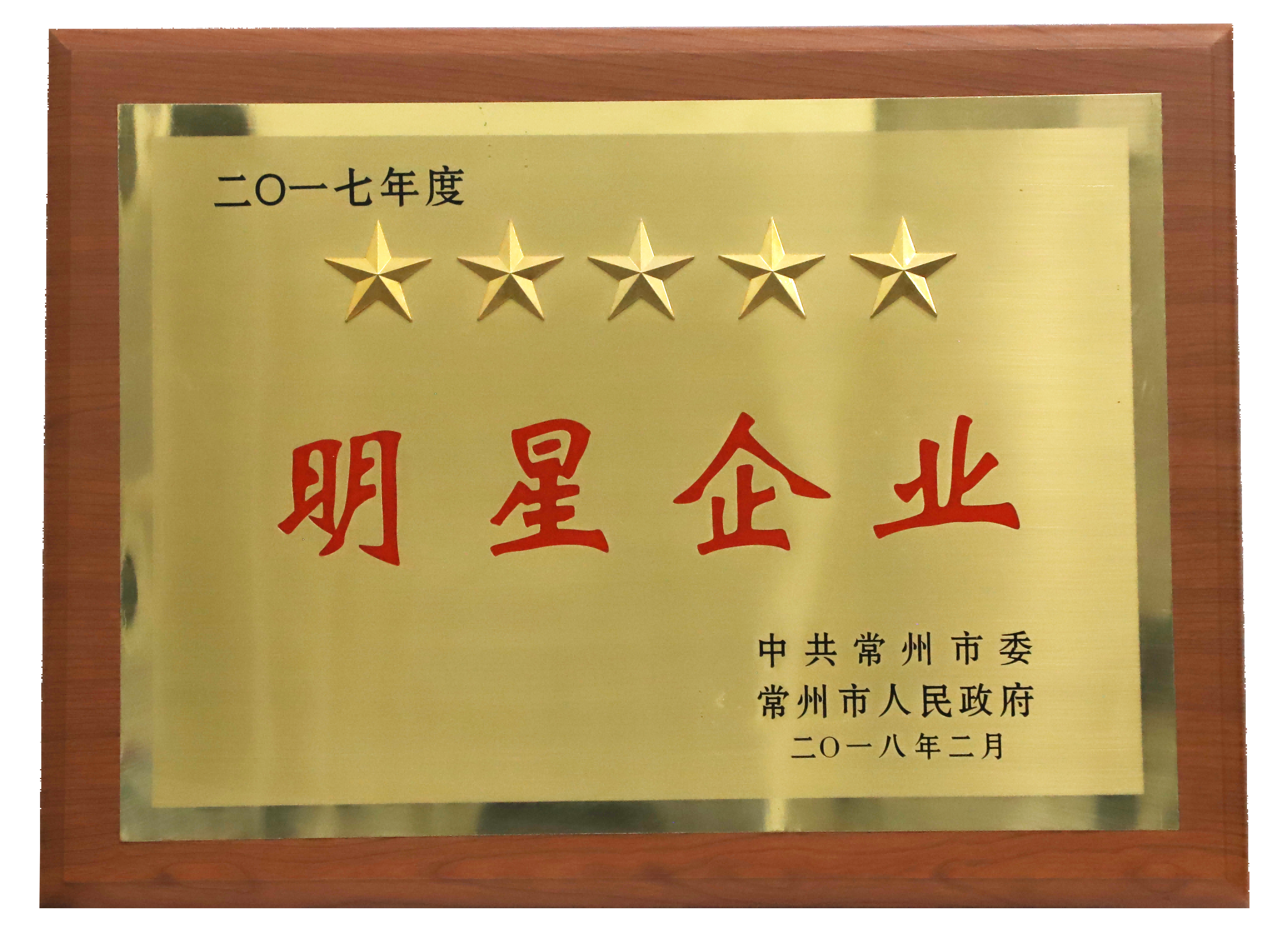 滨江集团被评为2017年度常州市五星明星企业