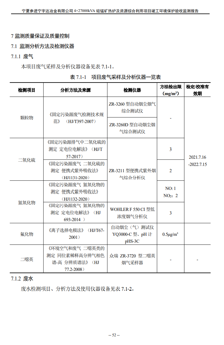 太阳成集团tyc234cc  4×27000kVA硅锰矿热炉及资源综合利用项目竣工环境保护验收检测报告