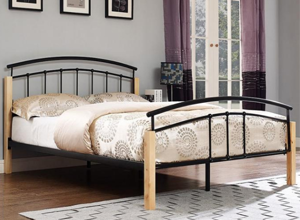 black iron bed frame,black metal panel bed