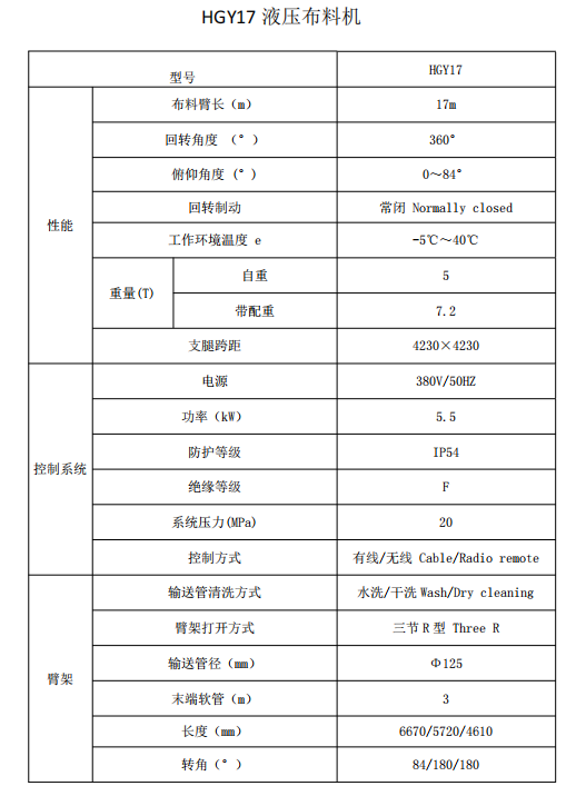 HGY17 液壓布料機