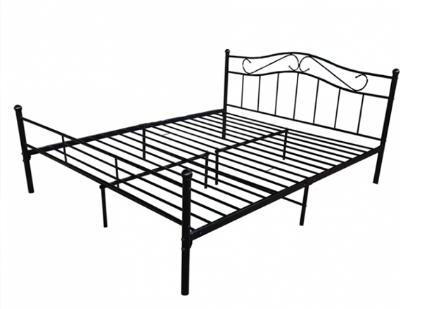 black iron platform bed, black metal panel bed