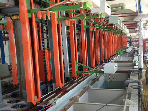Automatic vertical continuous electroplating line