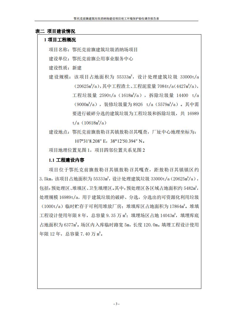 鄂托克前旗建筑垃圾消纳场建设项目竣工 环境保护验收调查报告表